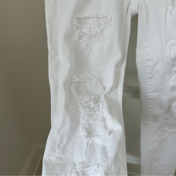 American Eagle Outfitters White Distressed Hi Rise Jegging Cropped Jeans Size 0 - Picture 8 of 13